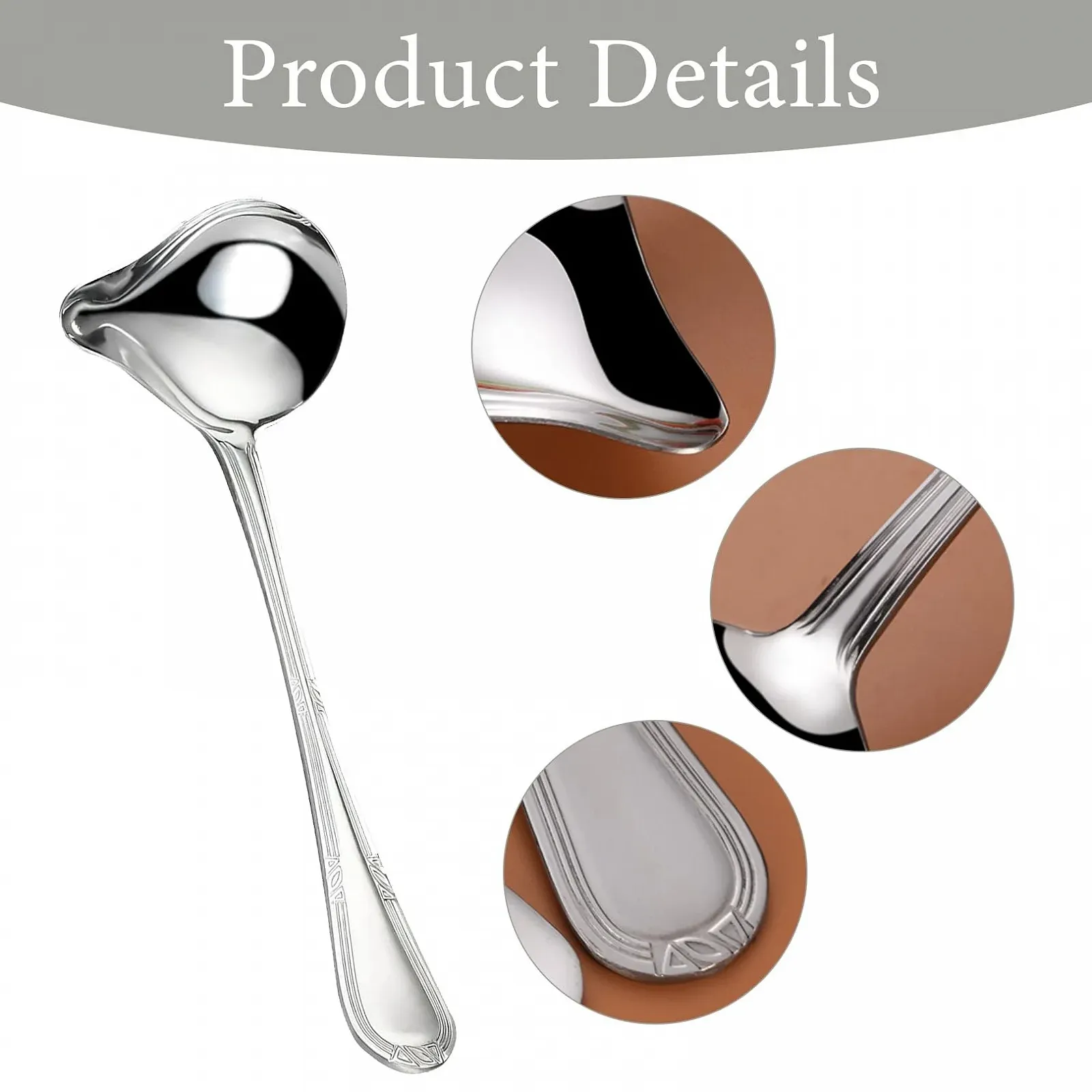 Набір з 2 соусних ложок з носиком, супова з нержавіючої сталі, 20 см, фото №3