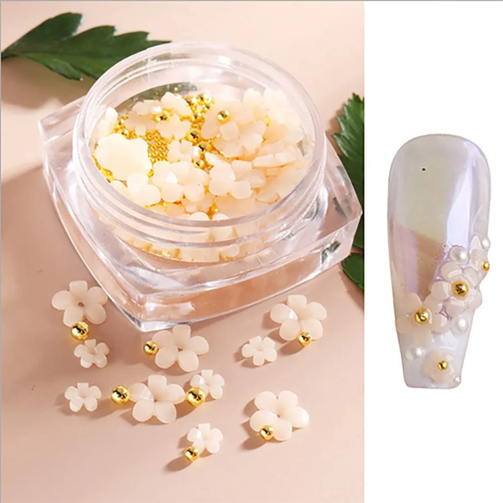 Подвески для дизайна ногтей Цветы, 40 шт, цветы, шарики стальные, набор для ногтей, акриловые заклепки для ногтей, маникюрные аксессуары для женщин и девушек, желтый, фото №1
