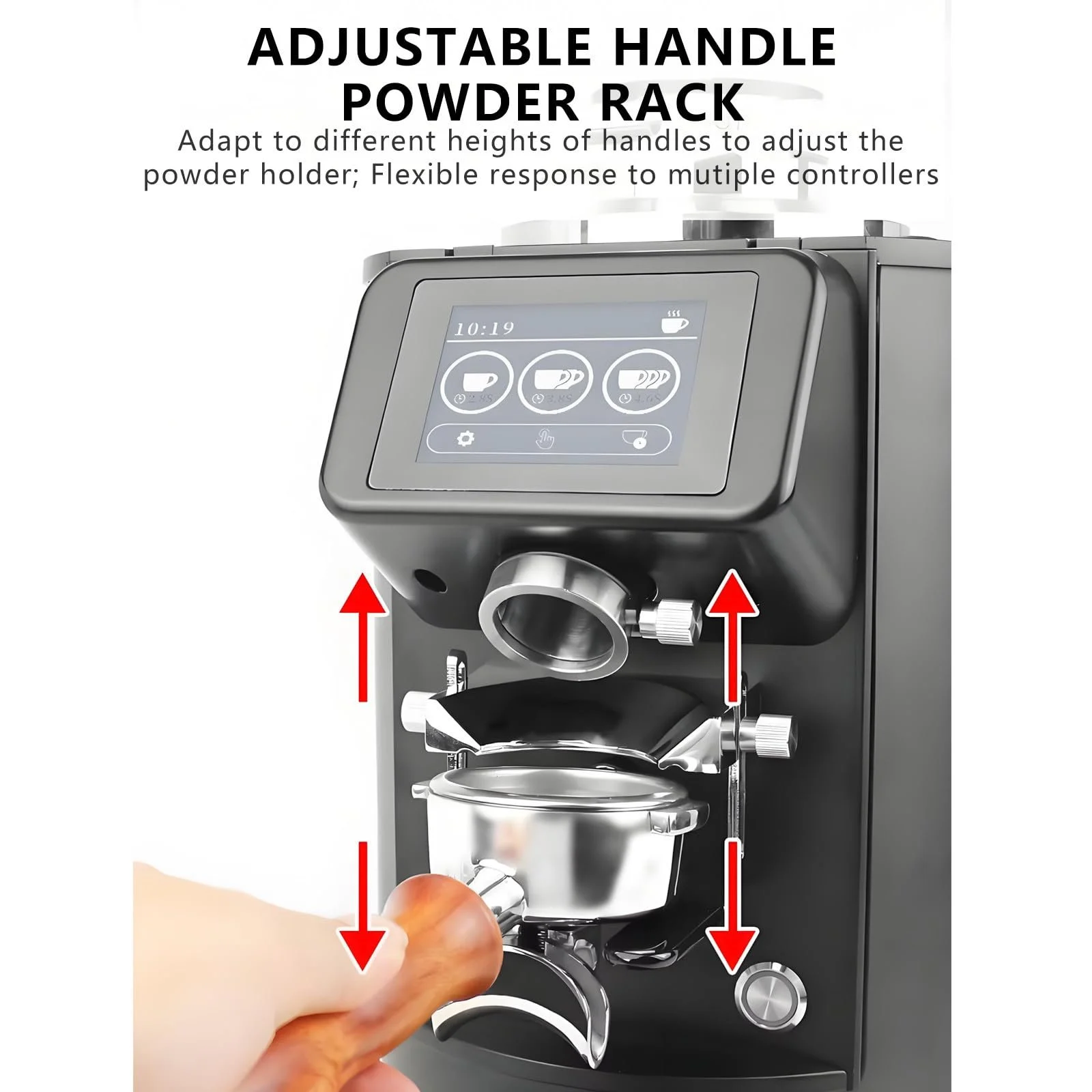 Профессиональная кофемолка K83 большая воронка 1.6 кг, плоский титановый диск 90 мм, регулируемая ручка, белая, фото №6 Профессиональная кофемолка K83 большая воронка 1.6 кг, плоский титановый диск 90 мм, регулируемая ручка, белая, фото №6