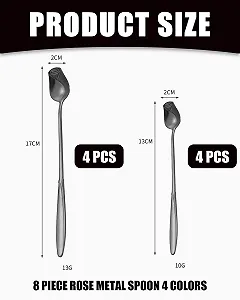 Ложки, набор из 8 чайных ложек, цветные кофейные ложки, 2 разных размера, набор "Цветы", нержавеющая сталь, цветная ложка для смешивания, кофейная ложка для кофе, сахара, холодного чая, джема и десерта synthetic.ua - Фото 1