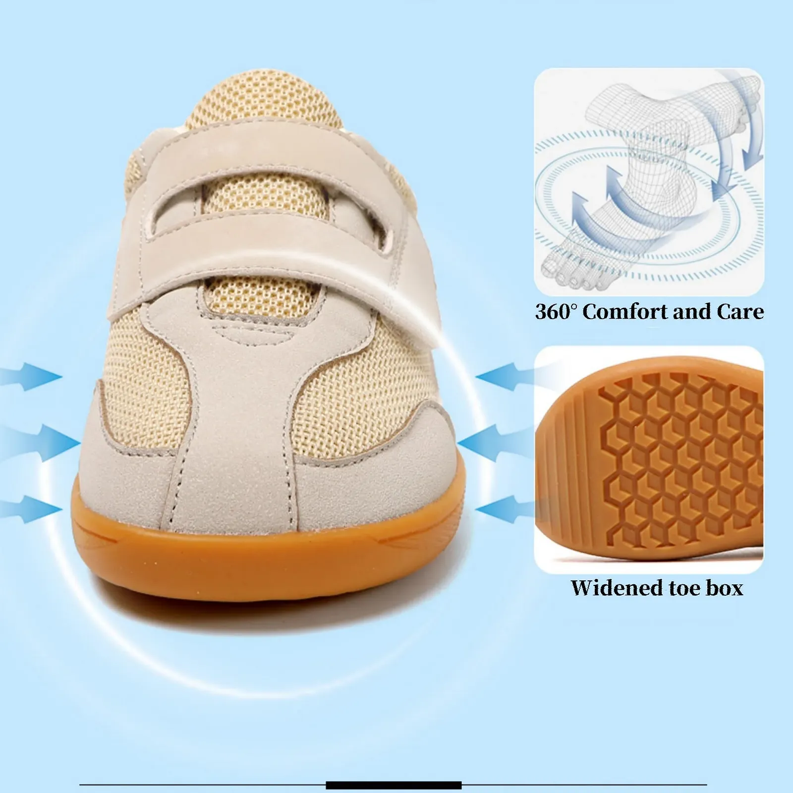 Дитячі унісекс босоніжки з широкою застібкою, дихаючі легкі, фото №2