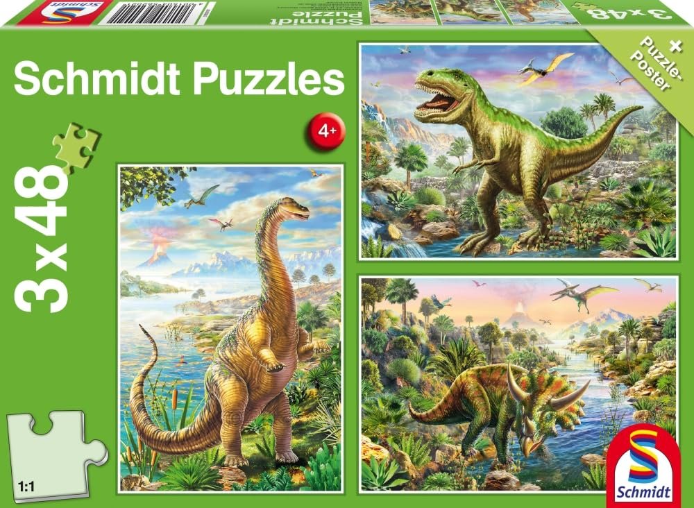 Пазл Schmidt Spiele 56202 Adventure with the Dinosaurs 3 x 48 элементов, фото №1