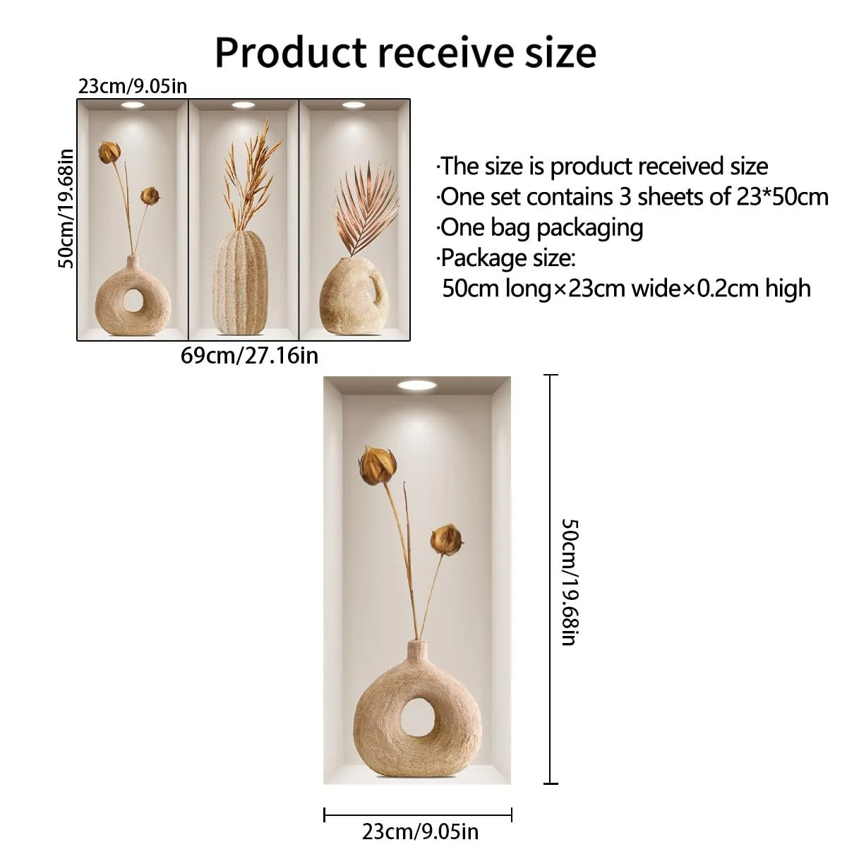 Наклейка на стену HGDESIGN 3D Vase Green Plants Magnolia E, фото №4