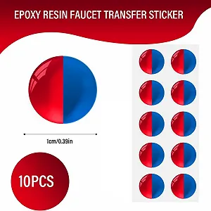 Наклейки на кран Hot and Cold Water Labels Набір 10 шт. Круглі 10 мм Червоний/Синій synthetic.ua - Фото 1