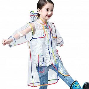 Детская Водонепроницаемая Дождевая Куртка Прозрачная Дождевая Накидка для Девочек Разноцветная - Фото 1