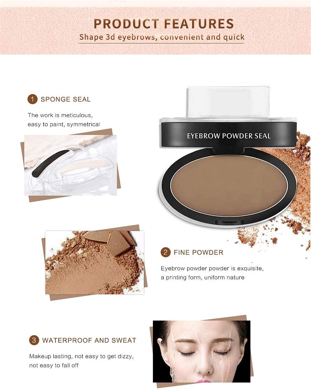 Пудра для бровей Eyebrow Stamp Набор для бровей Светло-коричневый, фото №4