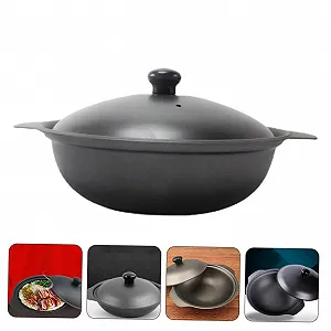 Чугунная кастрюля с крышкой для тушения курицы с равномерным распределением тепла универсальная synthetic.ua - Фото 1