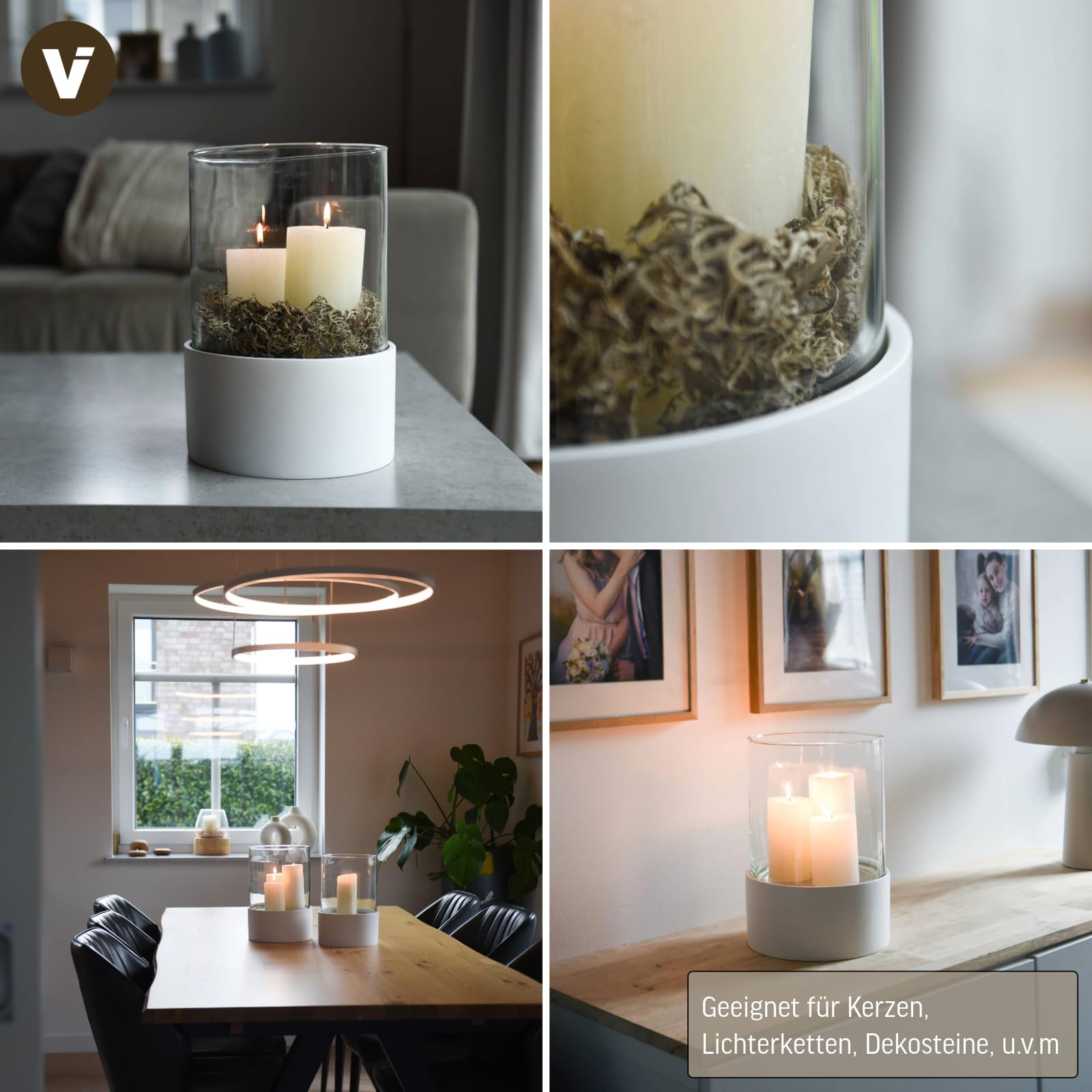 Ліхтар VIVANNO CANDIRA Підсвічник Декорація Стіл Круглий Білий Мат 31 x 21 см, фото №4 Ліхтар VIVANNO CANDIRA Підсвічник Декорація Стіл Круглий Білий Мат 31 x 21 см, фото №4