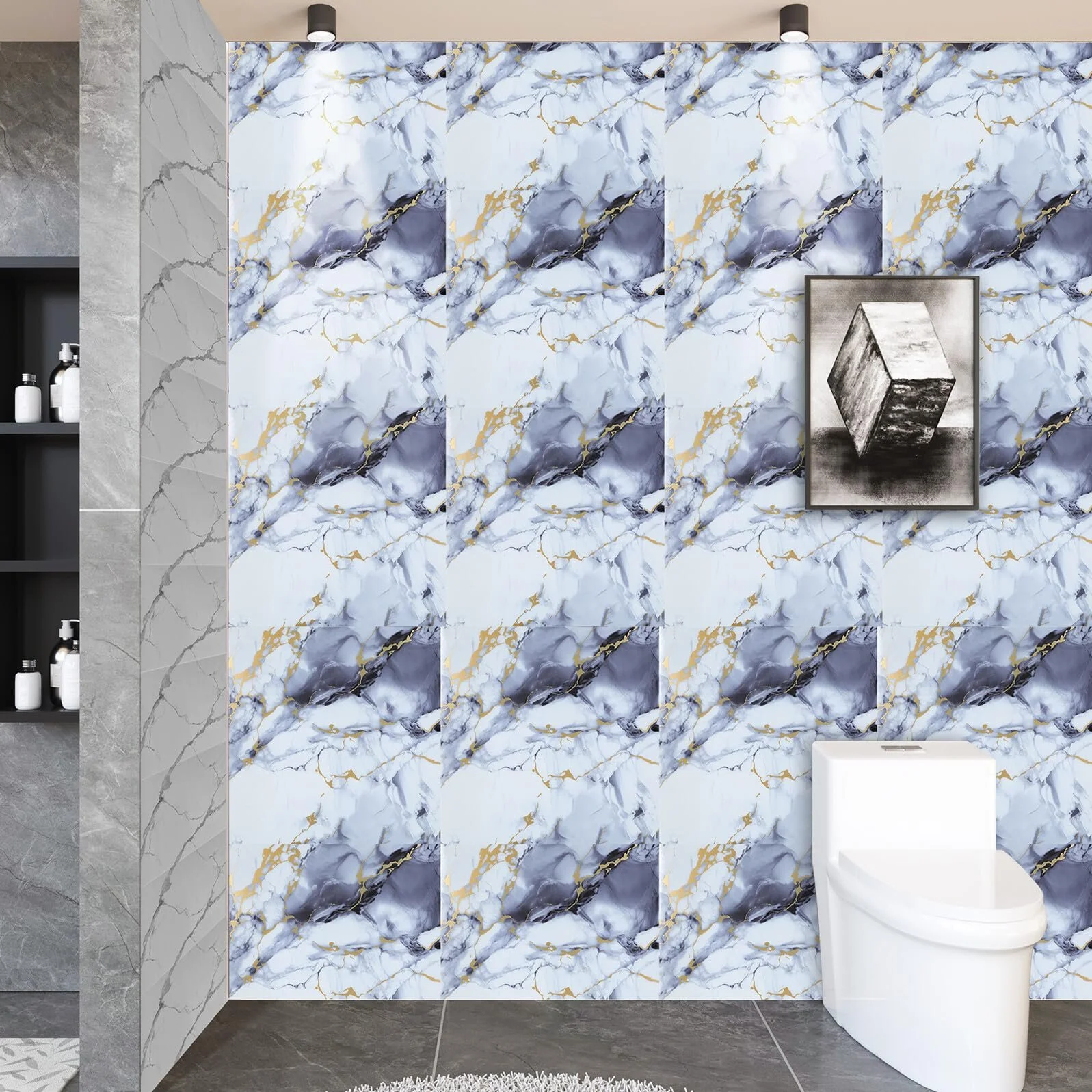 Наклейка на стіну LIFKOME Набір 40 шт Мармурова плитка ПВХ, фото №5