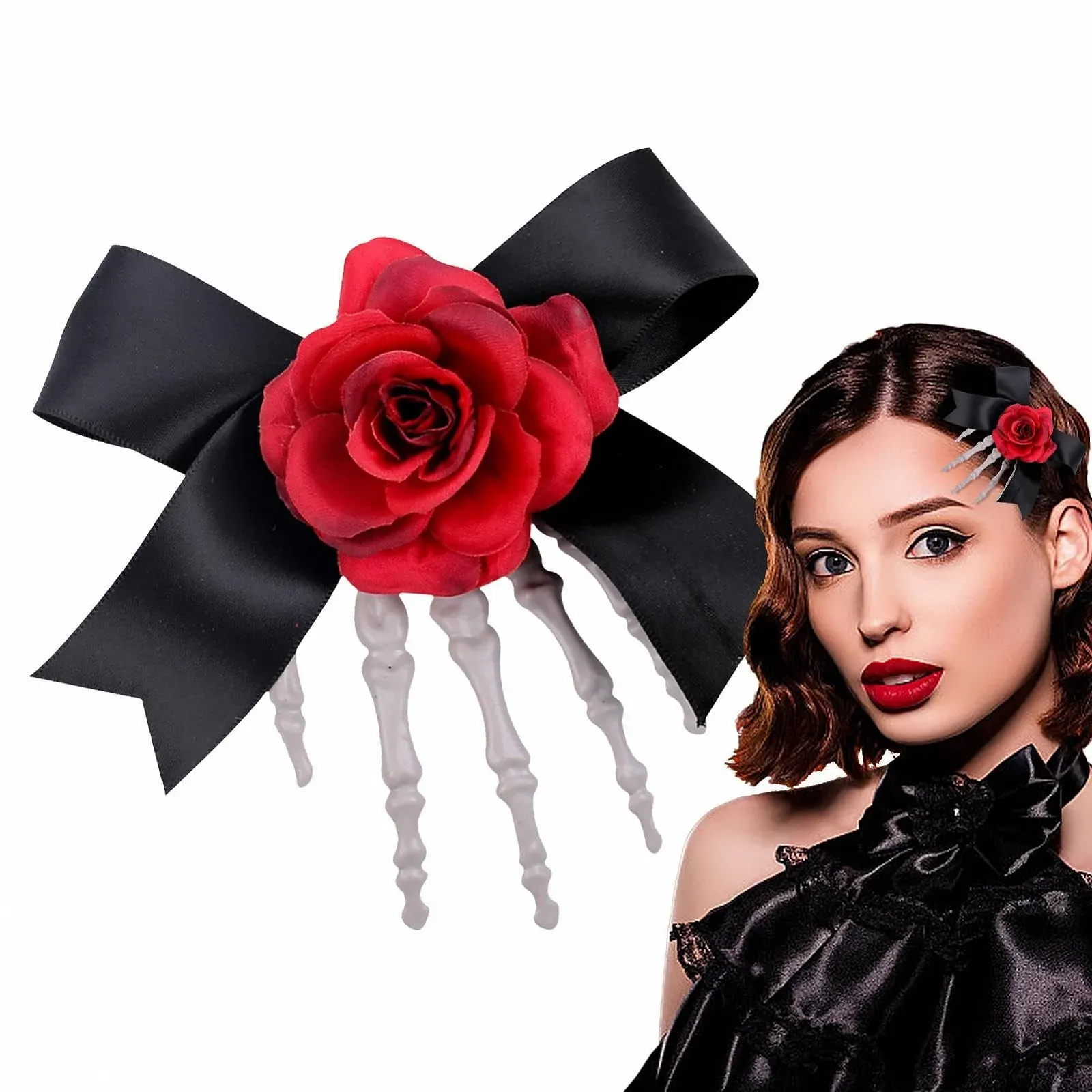 Заколка для волос Acunny Хэллоуин, скелет, когти, смешные, череп с галстуком-бабочкой, фото №1 Заколка для волос Acunny Хэллоуин, скелет, когти, смешные, череп с галстуком-бабочкой, фото №1