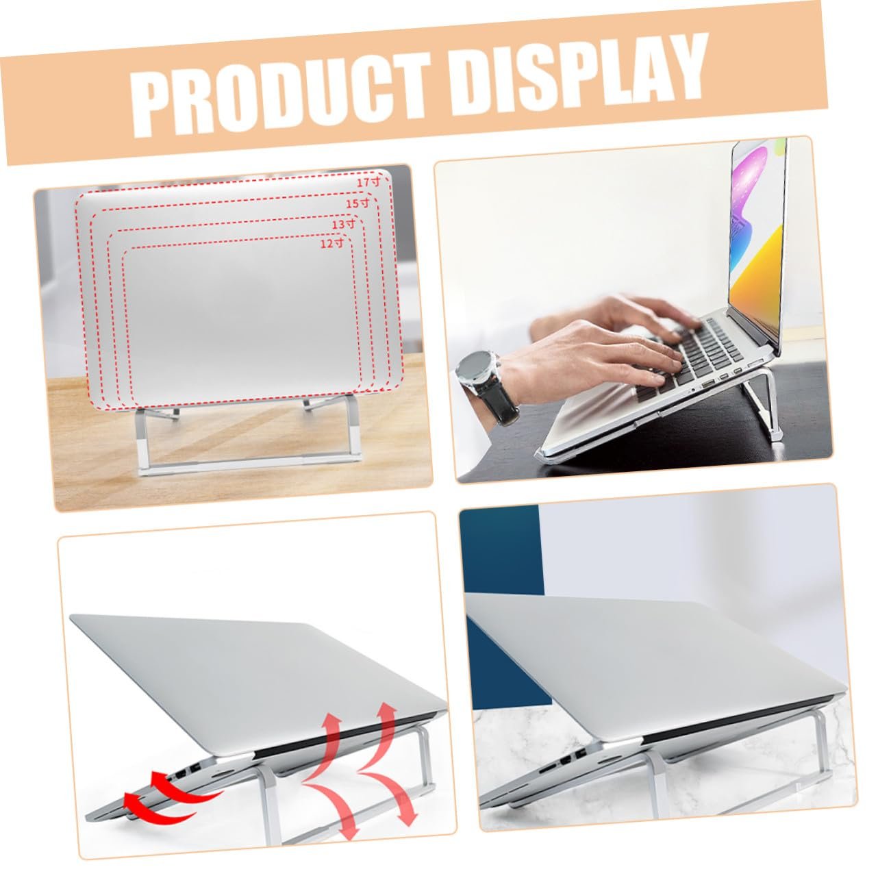 Подставка для ноутбука складная Алюминиевый сплав Регулируемая Портативная Компактная для офиса и путешествий, фото №5