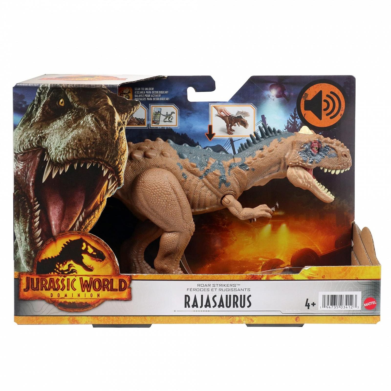 Фигурка динозавра Jurassic World Roar Strikers Rajasaurus с подвижными частями тела, звуками рева и атаками укуса, фото №6