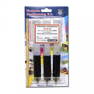 Заправочный набор WWM Canon PG-40/PG-37 3 x 20мл Black Pigmented (IR3.C40/BP) - Фото 1