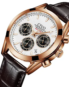 Чоловічий годинник CIVO Хронограф: аналоговий годинник з нержавіючої сталі зі шкіряним ремінцем synthetic.ua - Фото 1