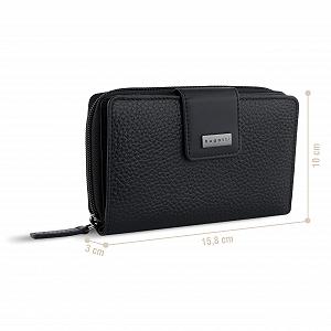 Кошелек bugatti Sina Zipper Женский Из натуральной кожи M - Черный, Классический synthetic.ua - Фото 1