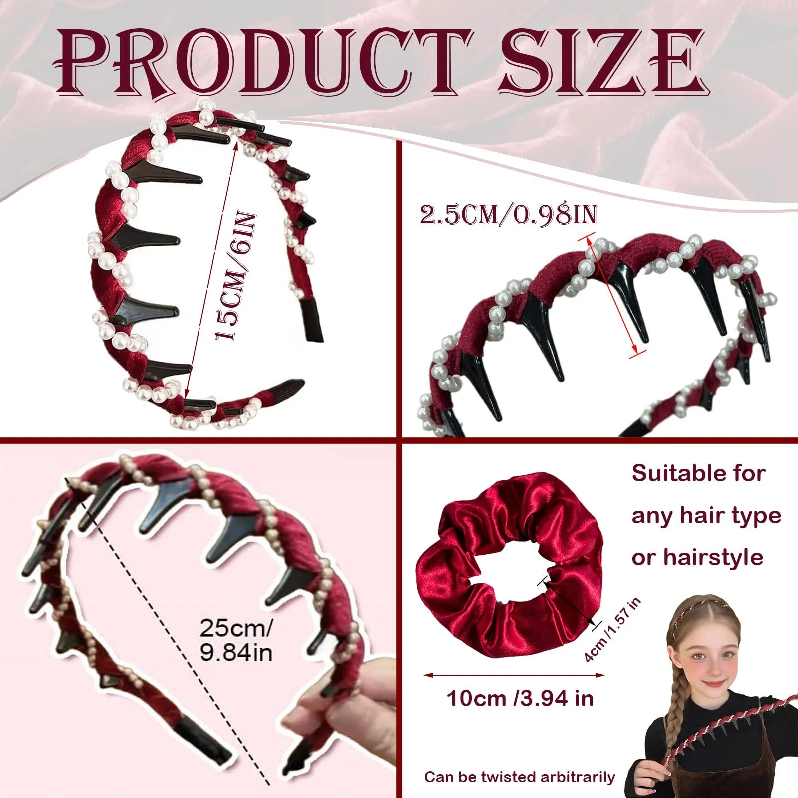 Вінтажний обруч для волосся з штучними перлинами, фото №3 Вінтажний обруч для волосся з штучними перлинами, фото №3