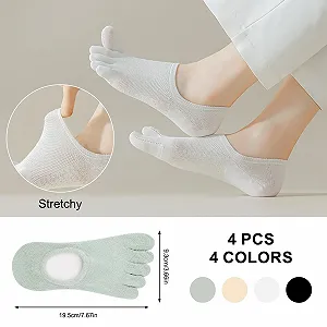 Женские носки с пальцами 4 пары, UK 35-38, хлопковые носки с разделенными пальцами для женщин, мягкие, дышащие synthetic.ua - Фото 1
