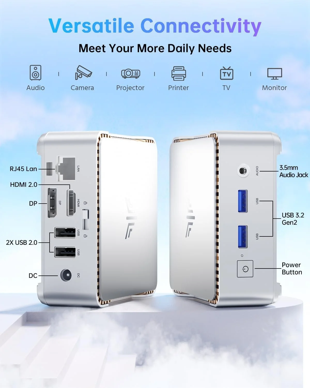 Мини ПК NiPoGi E2 / Intel N97 / RAM 16GB / SSD 256GB / 1 x HDMI / LAN / Wi-Fi 5 / Bluetooth 4.2 / Windows 11 Pro / Серебристый, фото №3