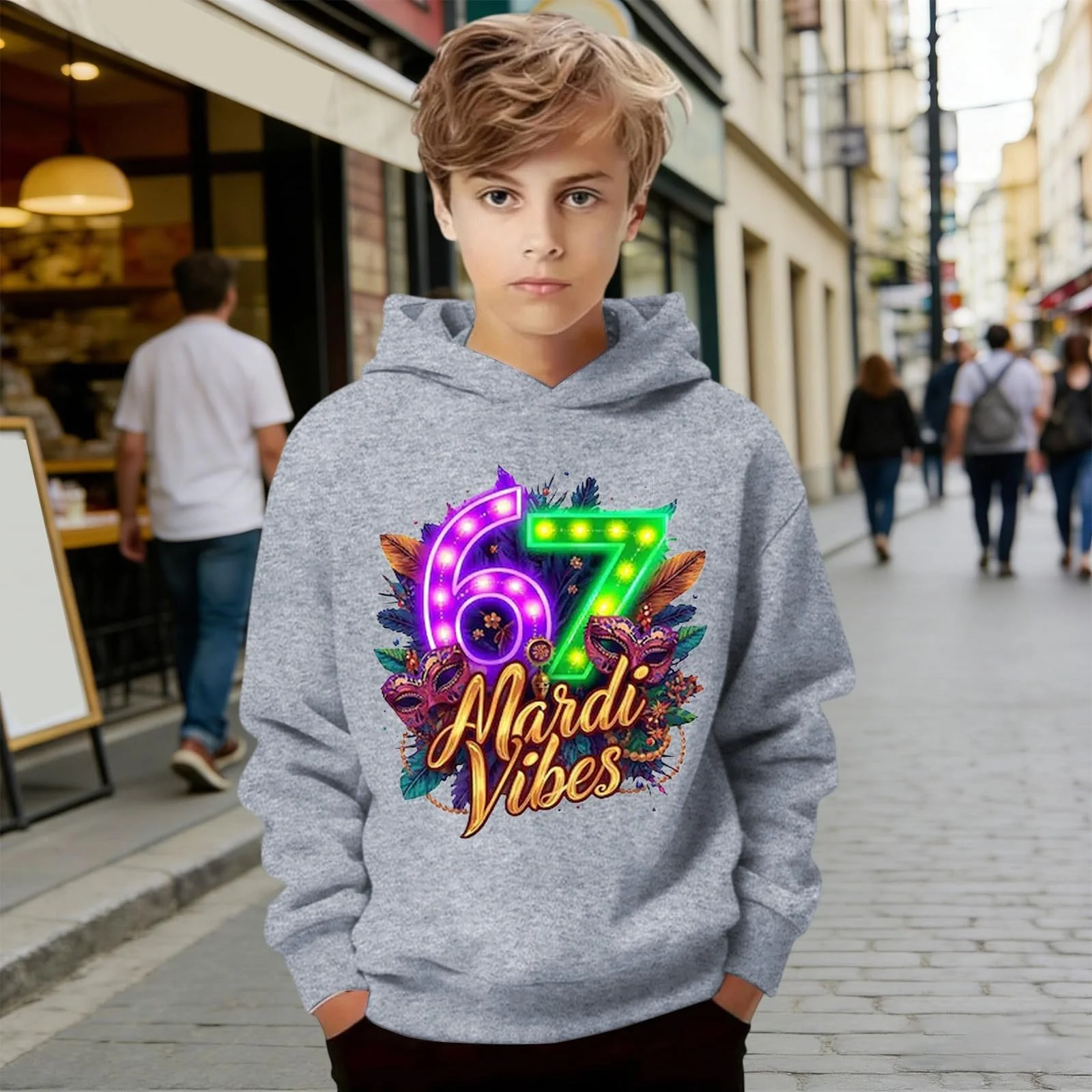 Худі Kinder 67 з карнавальним візерунком, з довгими рукавами, повсякденний, фото №3