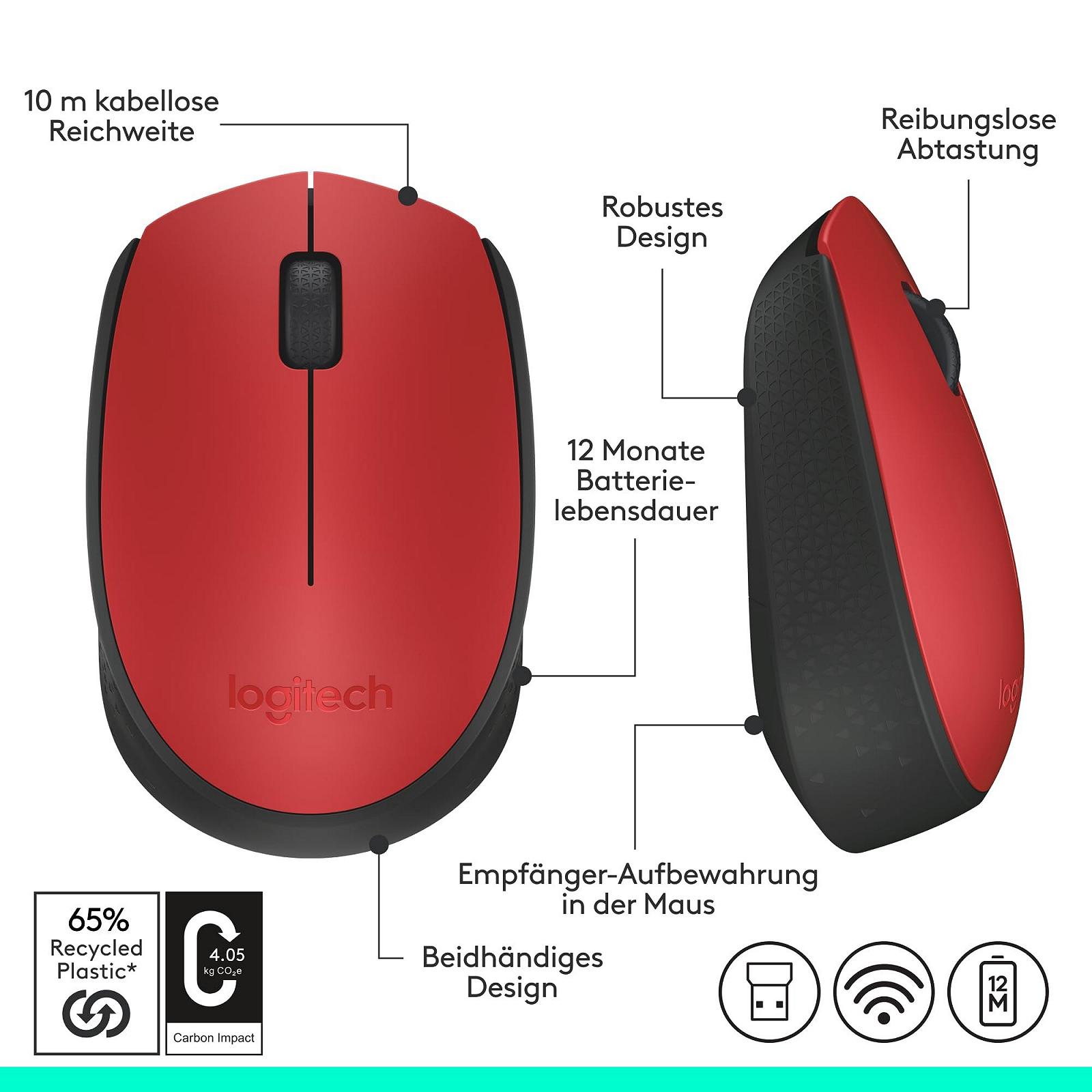 Миша Бездротова Logitech M171 Червона, фото №8