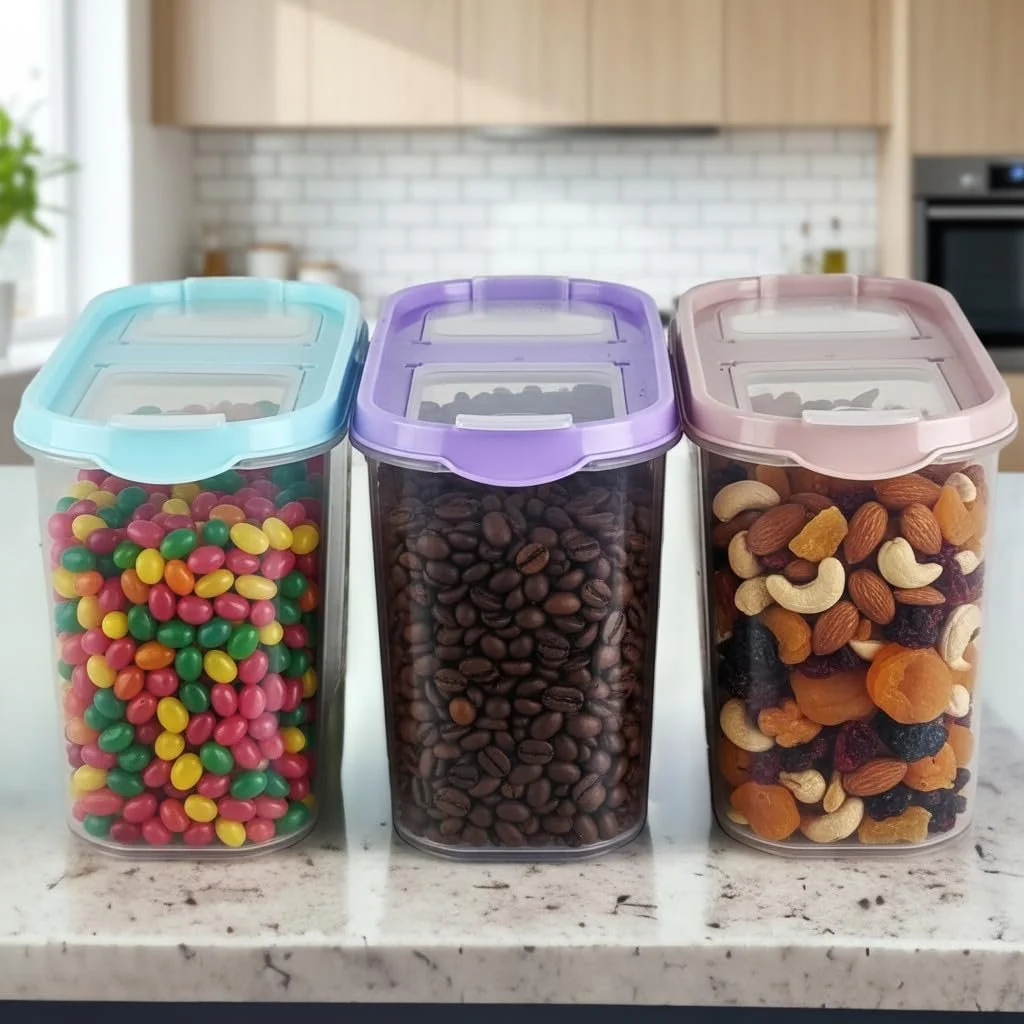 Набір ємностей для сипучих та пластівців 3 шт. Штабельовані Plastic, фото №9 Набір ємностей для сипучих та пластівців 3 шт. Штабельовані Plastic, фото №9