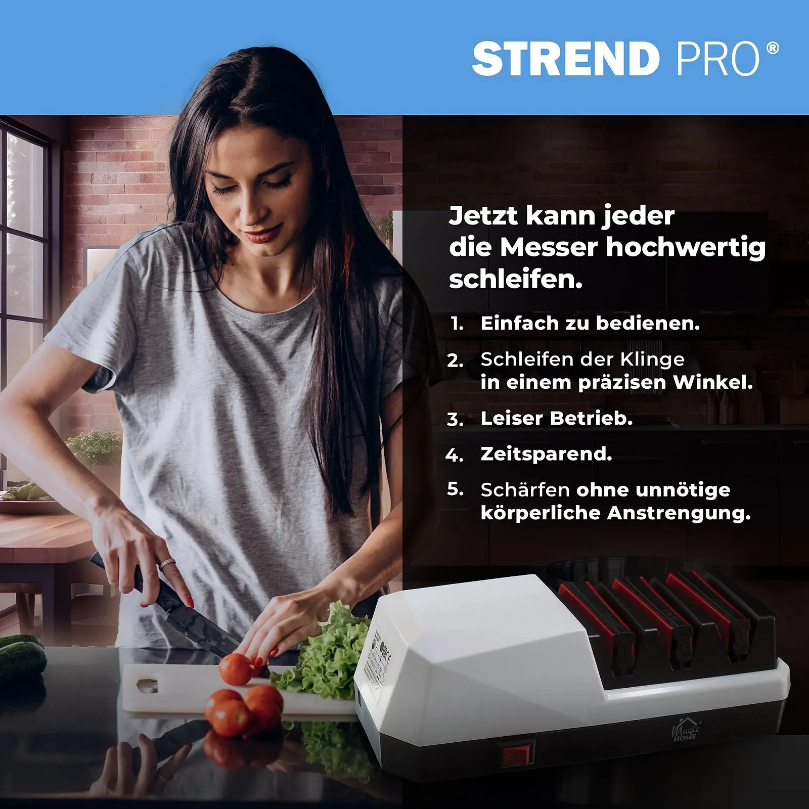 Електрична точилка для ножів STREND PRO 3-ступінчаста алмазна, фото №6