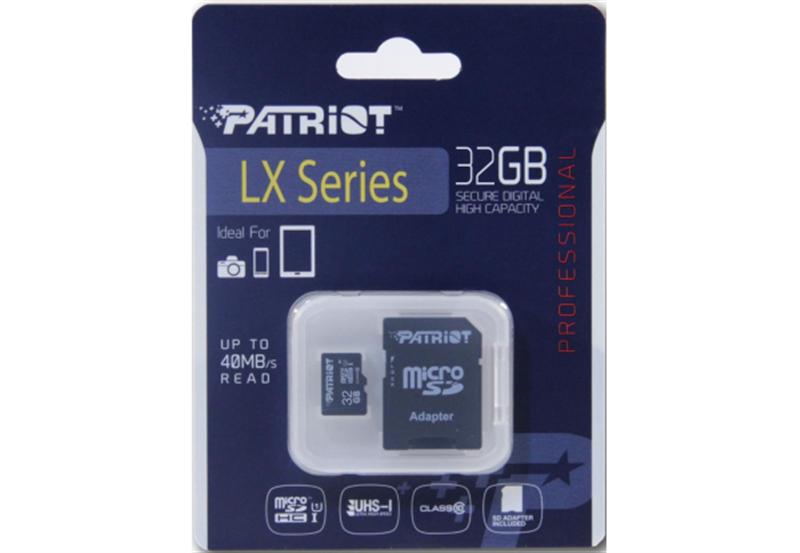 Карта памяти MicroSDHC 32GB UHS-I Class 10 Patriot LX SD-adapter PSF32GMCSDHC10, фото №2