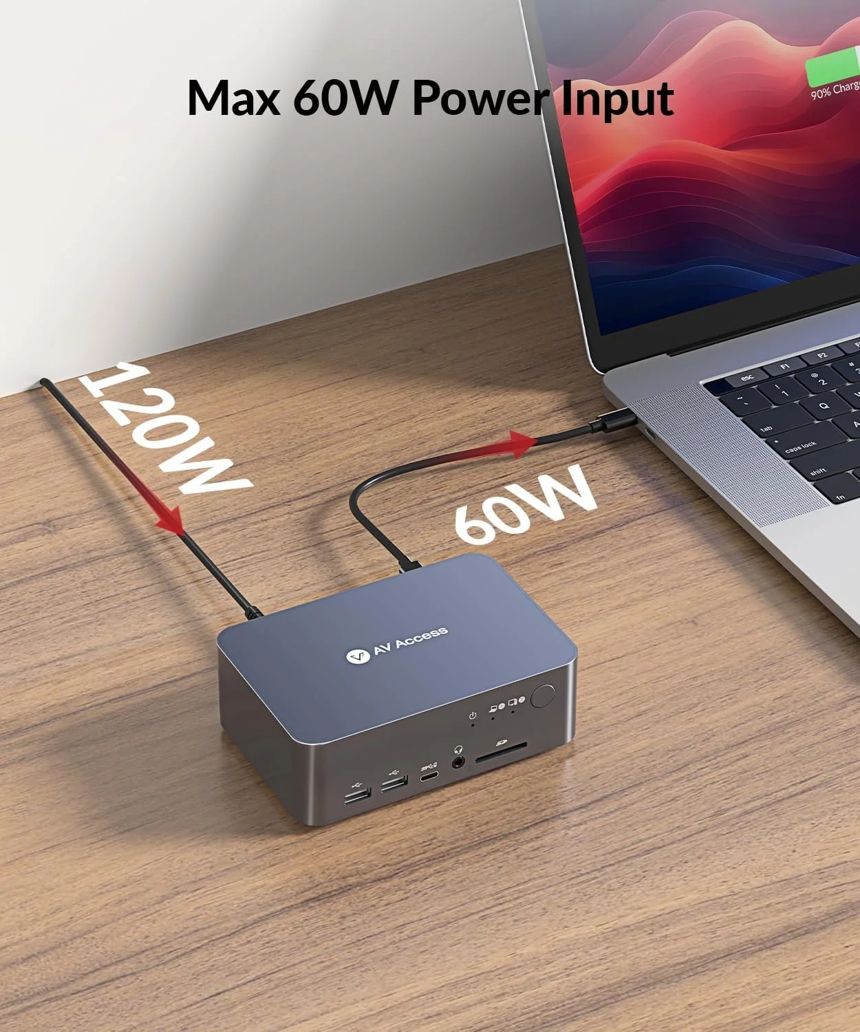 Док-станція AV ACCESS iDock C10 /  USB-C / Подвійний 4K@60Hz / 60W PD / Gigabit Ethernet / Чорна, фото №4
