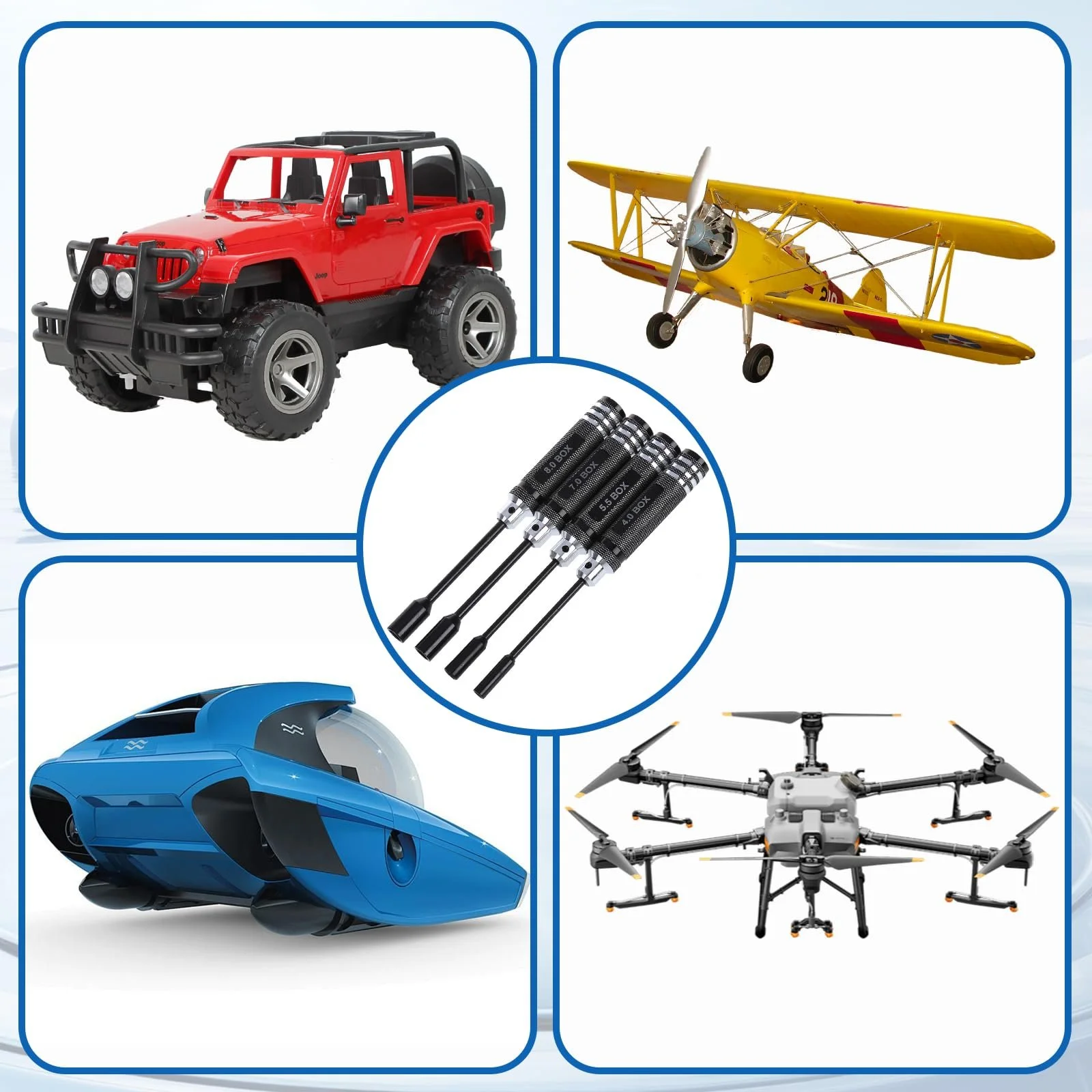 Набір шестигранних викруток для RC-моделей 4 шт. 4.0 мм 5.5 мм 7.0 мм 8.0 мм, фото №7