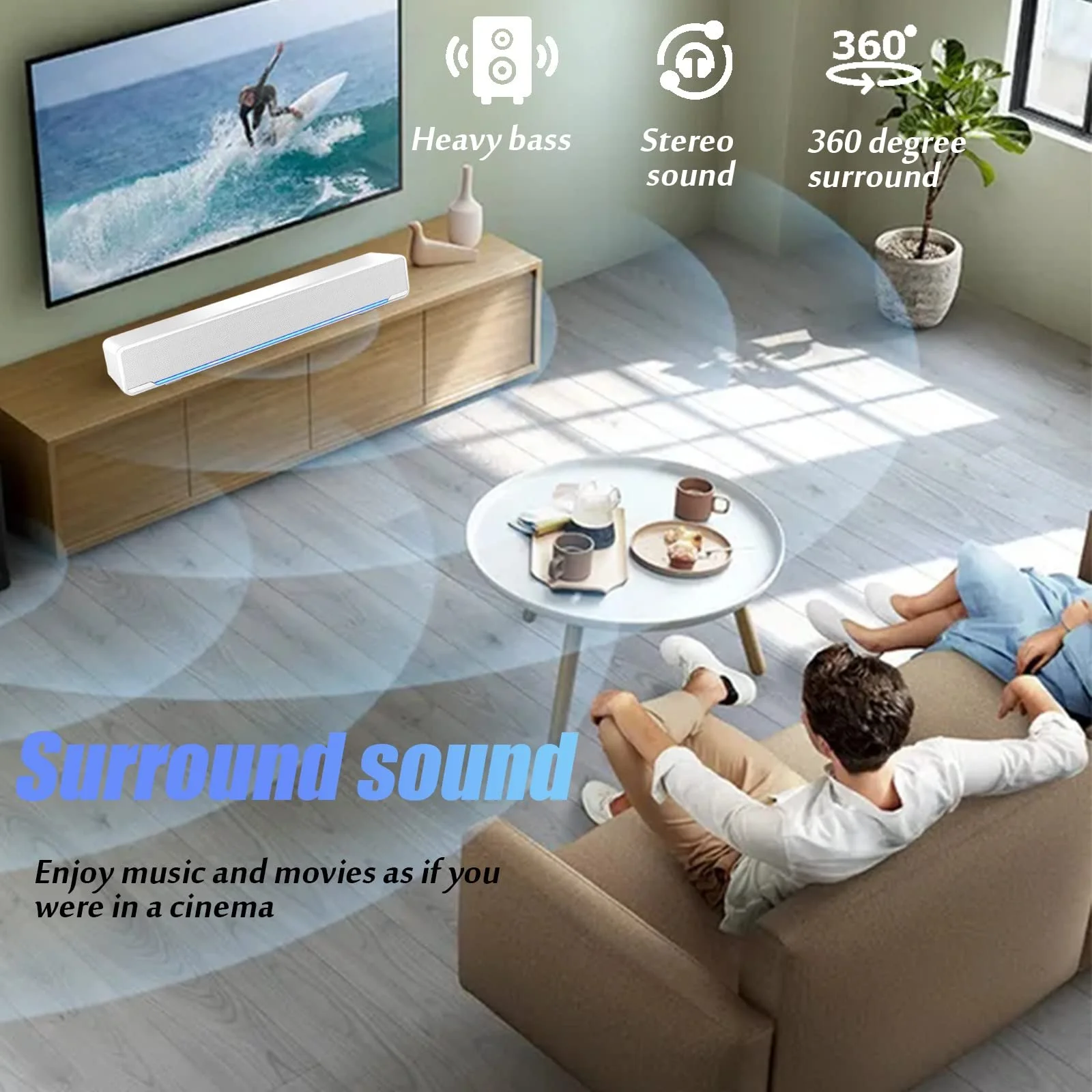 Портативний USB саундбар Soundbar Speaker Білий, фото №2