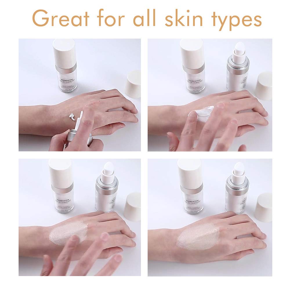 Рідка основа Aliver Flawless Colour Changing Foundation Змінююча колір універсальна відтінок 2 шт., фото №3