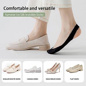 9 пар невидимых дышащих носков-невидимок, полуносков, невидимых нескользящих шелковых носков, нескользящих носков до щиколотки для лоферов и туфель на высоких каблуках synthetic.ua - Фото 1