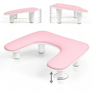 Подставка для рук U-образная Регулируемая по высоте для маникюра Розовая - Фото 1