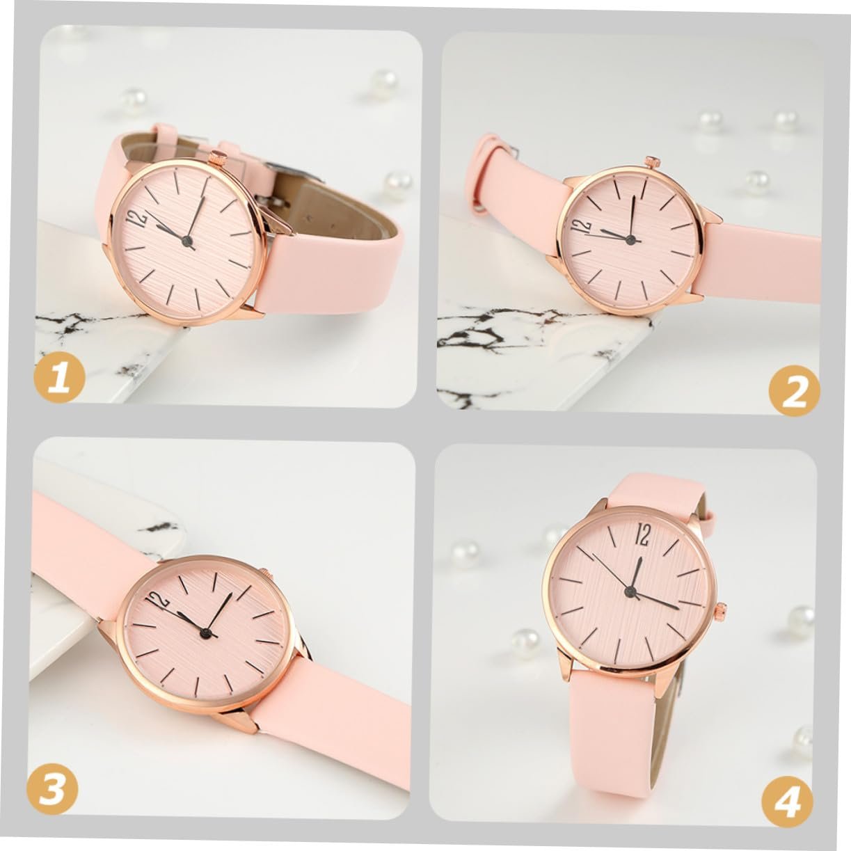 Жіночий годинник Шкіряний годинник Quartz PartyKindom Аналоговий Регульований Годинник для відпочинку Рожевий, фото №5