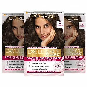Крем-фарба L'Oréal Paris Excellence 3 Dark Brown, 3 x 268 г - Фото 1