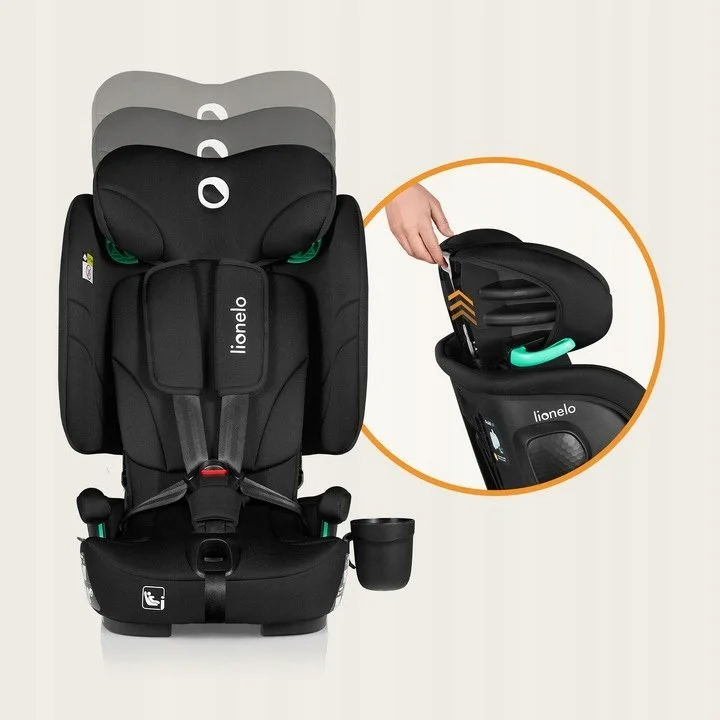 Автокрісло Lionelo Nelly / 76-150 см / ISOFIX / 9-36кг / Регулювання спинки / Чорне, фото №9