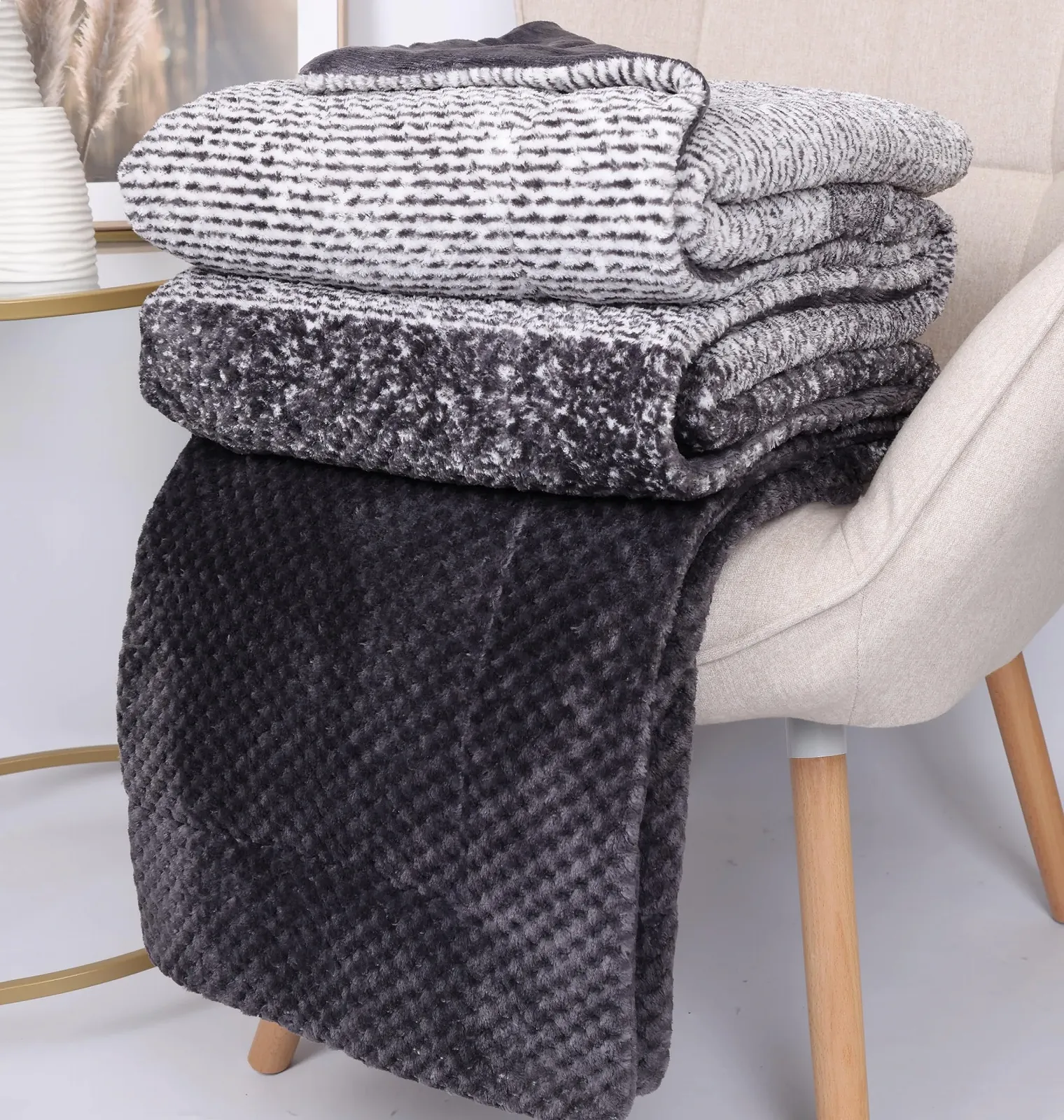 Покривало Betz Monaco XXL 150 x 200 см, бежевий, сірий, синій, фото №1