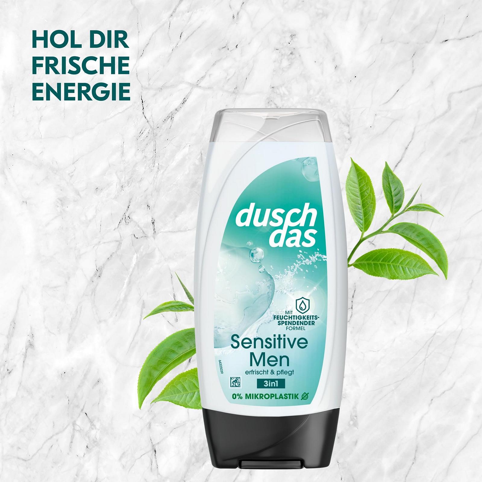 Гель для душа и шампунь Duschdas Sensitive Men 3-в-1 увлажняющий 6 x 225 мл, фото №4