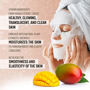 Тканевая маска Mango Витамины A & C для блеска и молодости - Натуральные антиоксиданты для эластичной, чистой кожи - Набор из 10 масок для лица synthetic.ua - Фото 1