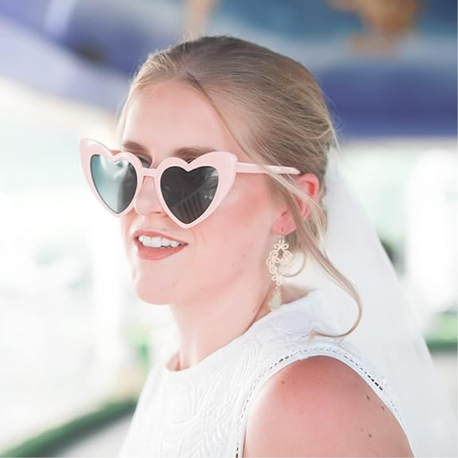 Сонцезахисні окуляри Серце Білий і Рожевий, Білий, фото №5