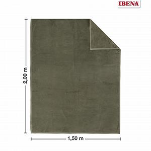 Плед Ibena Porto 150 x 200 см - Бавовняна суміш, м'яка, тепла та придатна для прання, затишна Плед Оливковий, однотонна - Фото 1