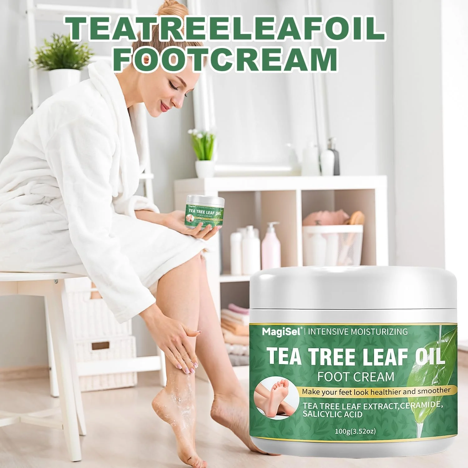 Крем для ног увлажняющий с чайным деревом против трещин и мозолей 100 г, фото №2