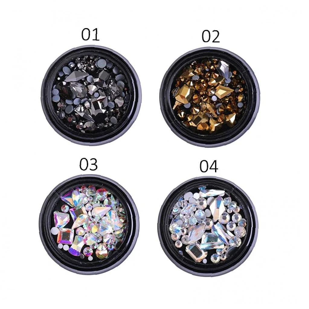 3D Сірий Мікс Розмірів Колір Блискучі Прикраси для Манікюру, фото №3