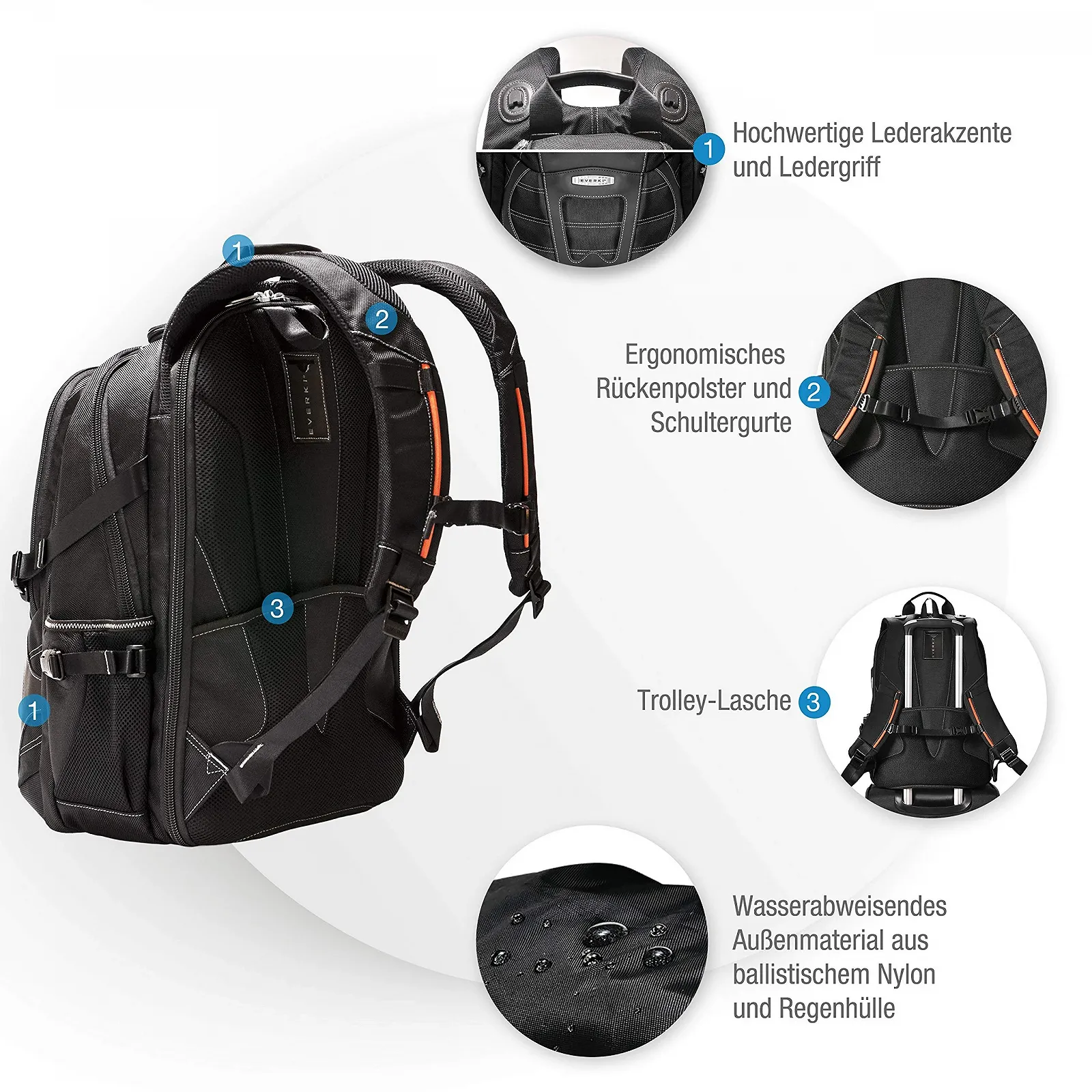 Рюкзак для ноутбука Everki Concept 2 EKP133B 17 дюймів RFID Чорний, фото №5 Рюкзак для ноутбука Everki Concept 2 EKP133B 17 дюймів RFID Чорний, фото №5