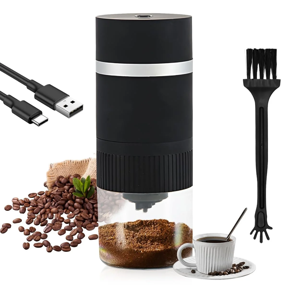 Електрична кавомолка WASAGA USB акумуляторна портативна бездротова міні-з жорнами для дому або офісу, фото №1