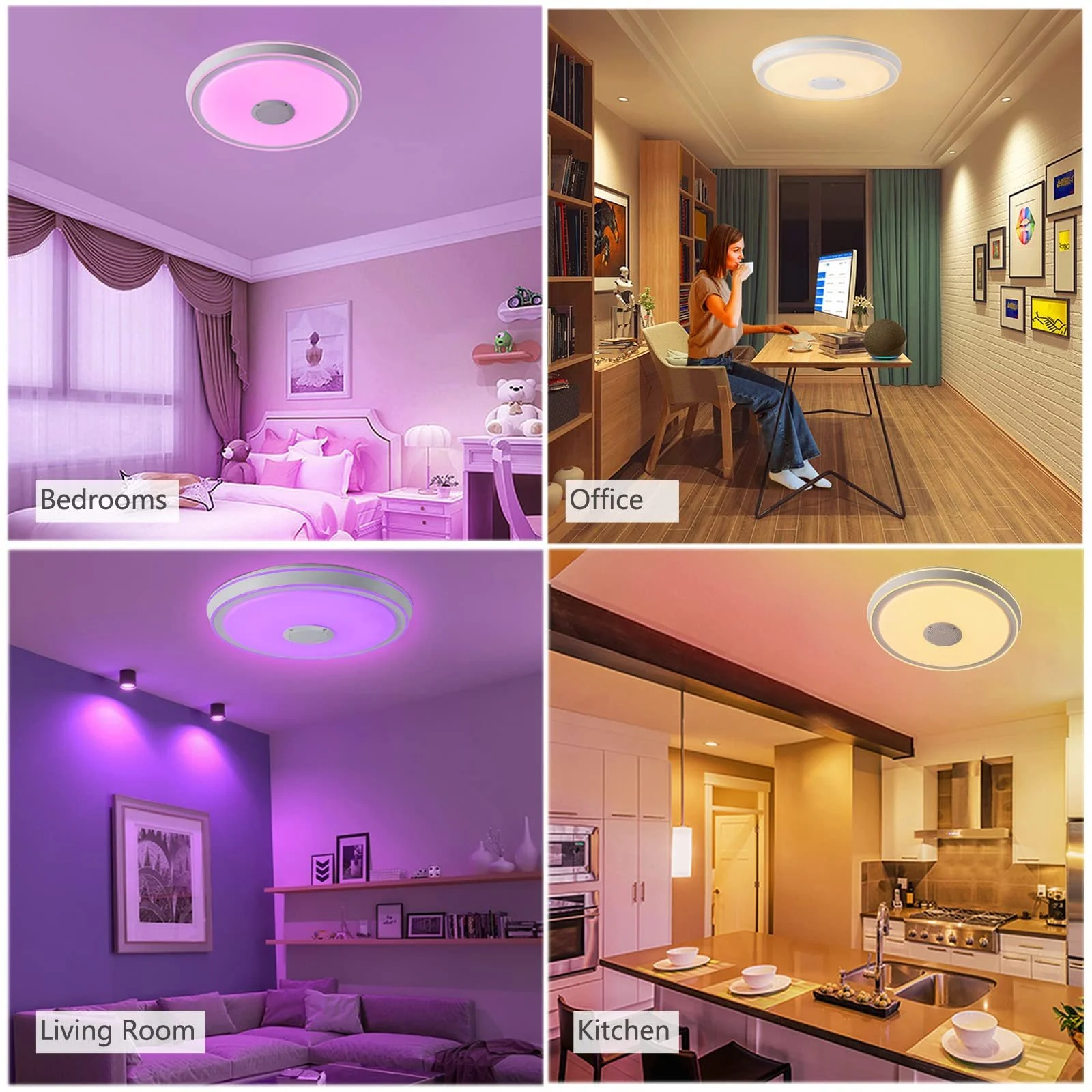 Світильник VOMI LED 50 см Зміна кольору з Bluetooth-динаміком RGB Стельовий Регульований пульт дистанційного керування і Управління через додаток, фото №6