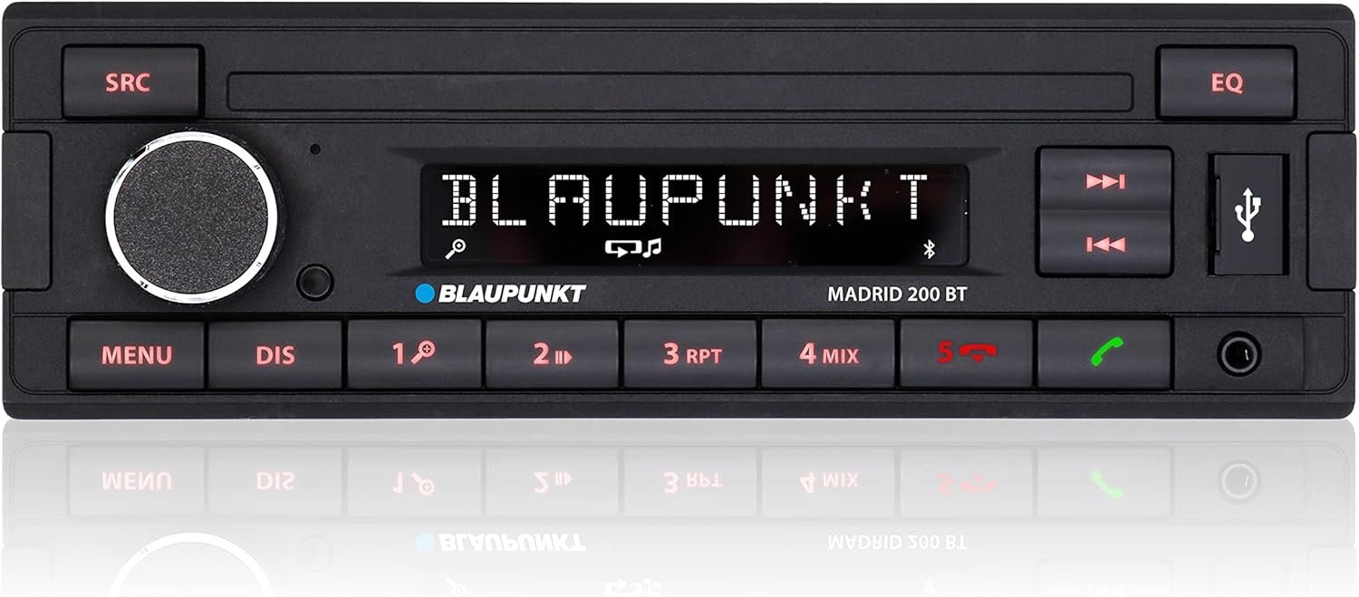 Автомагнитола BLAUPUNKT MADRID 200 BT / Bluetooth / USB / AUX / FM / 1DIN, фото №1