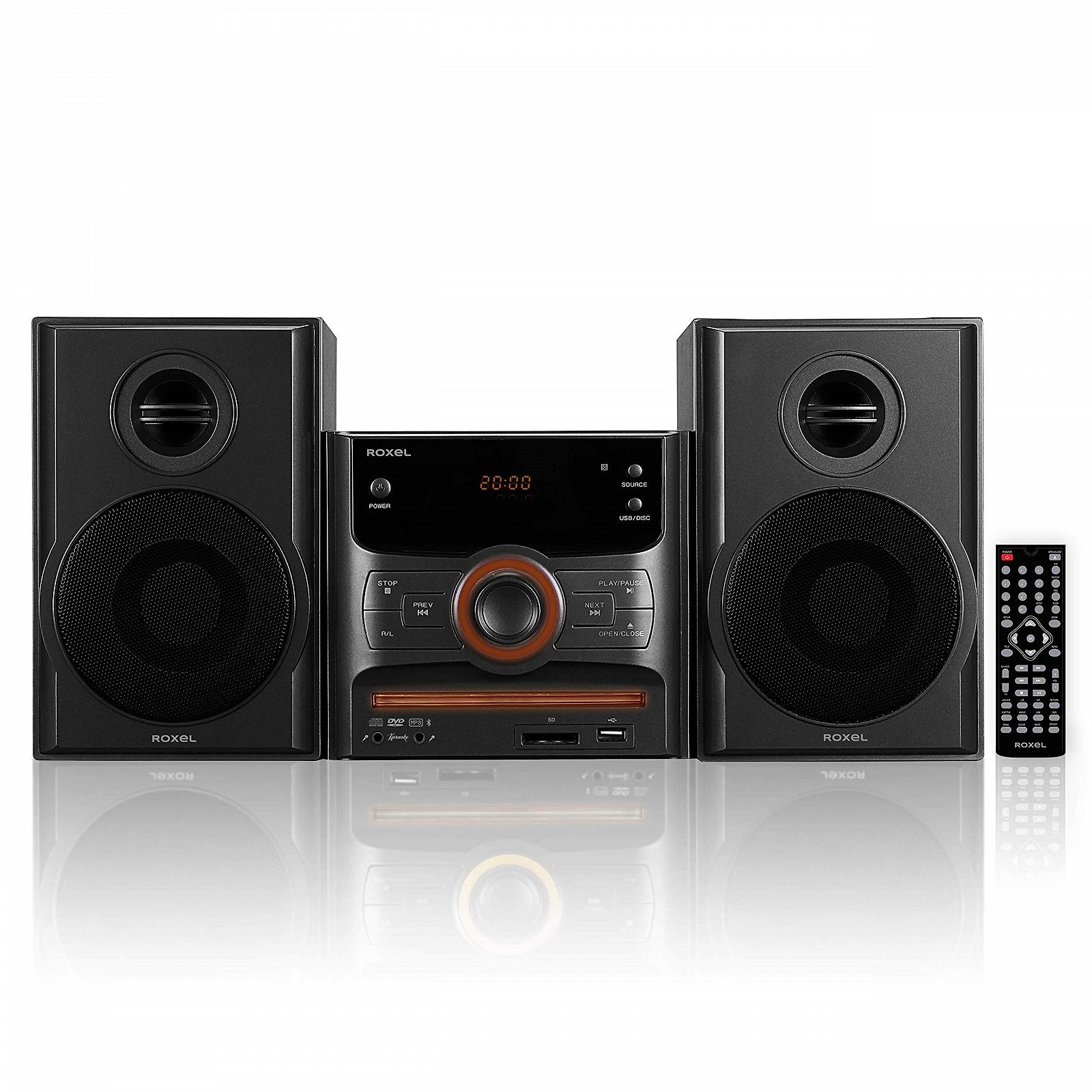 Мини-стереосистема Roxel RCD-250BT Micro Hi-Fi, DVD-проигрыватель, функция караоке, дистанционное управление, беспроводное воспроизведение, FM-радио, воспроизведение USB MP3, выходная мощность 40 Вт RMS, фото №1