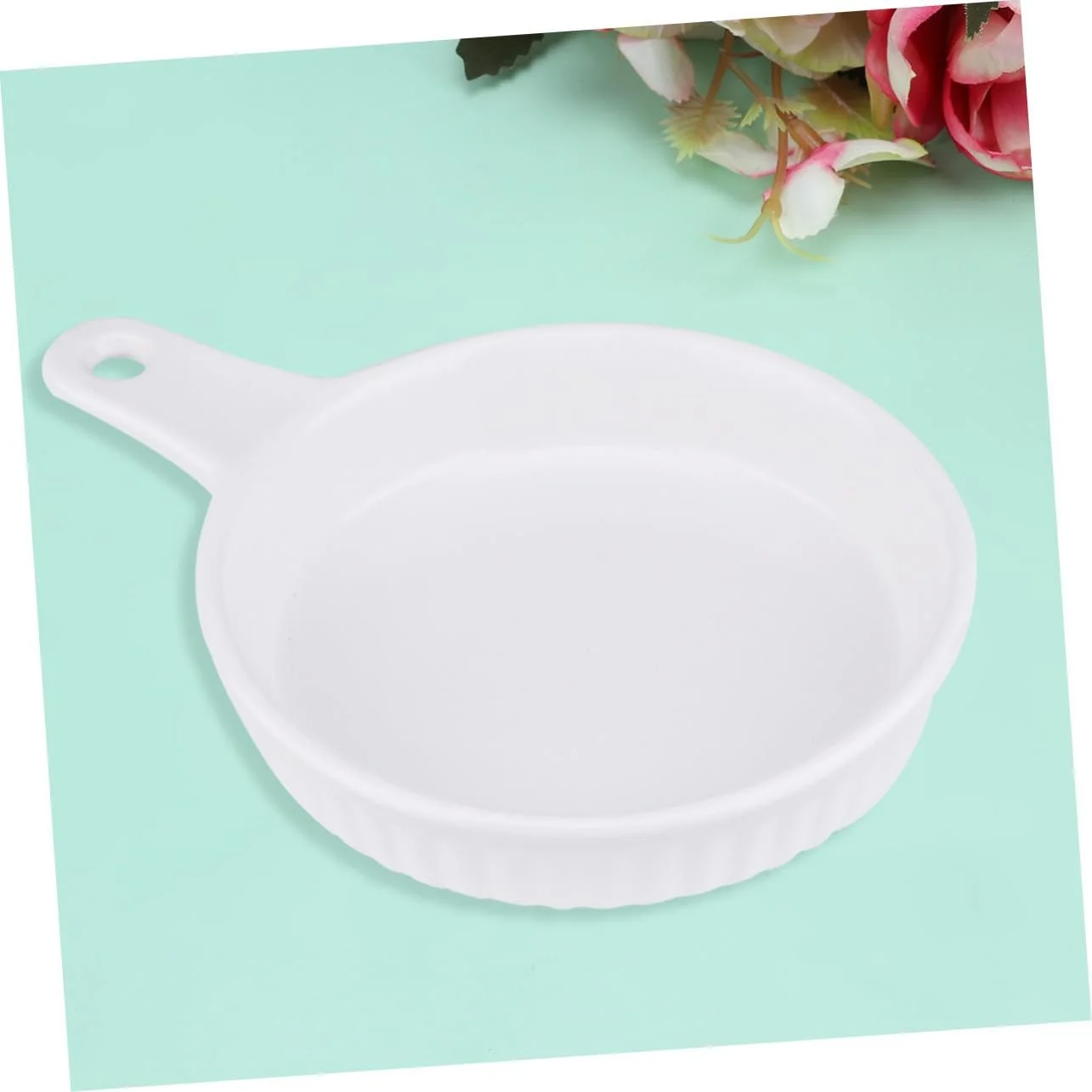 Форма для запікання LIFKOME керамічна кругла біла з однією ручкою, фото №5