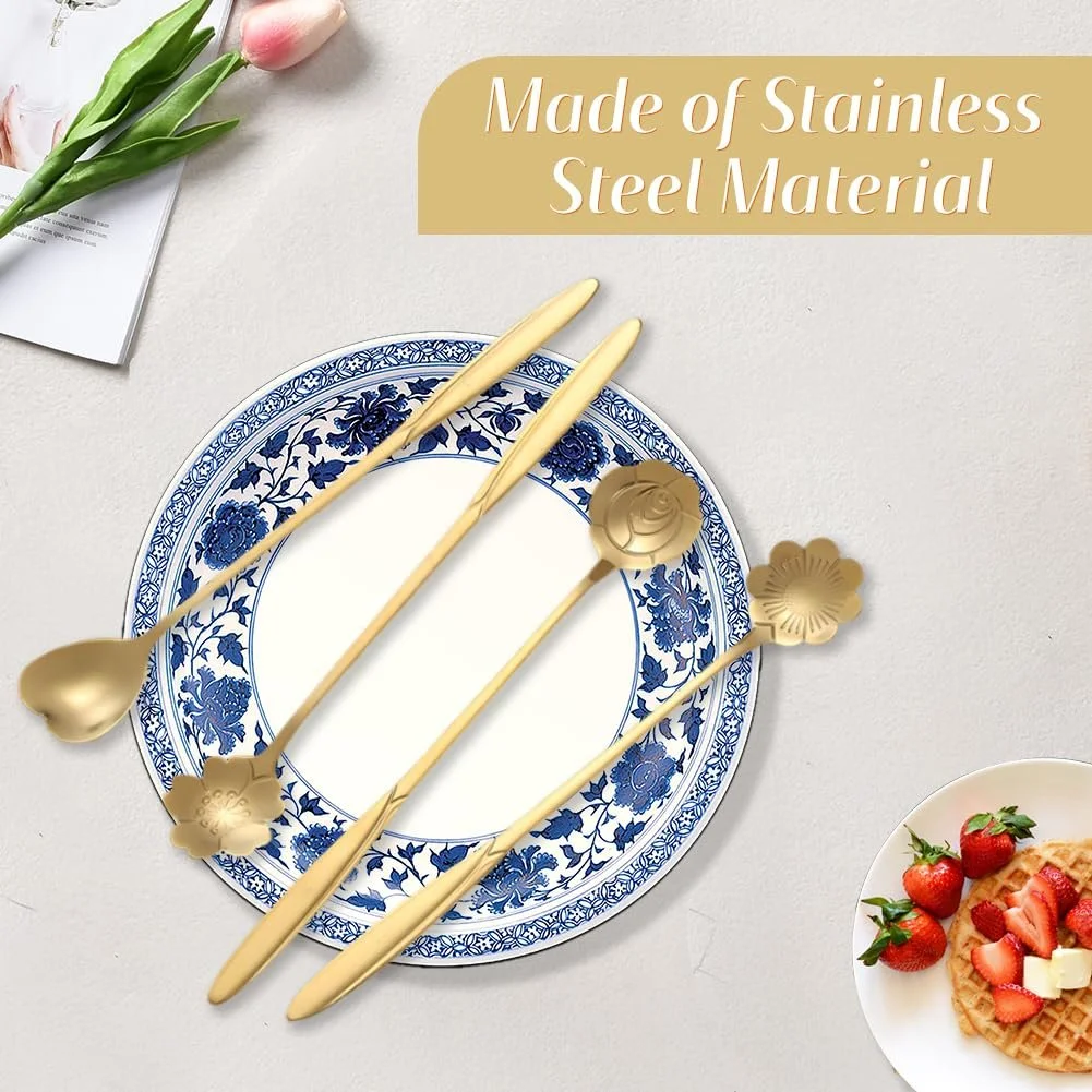 Десертная ложка Длинная ручка 18 см Flowers, фото №4